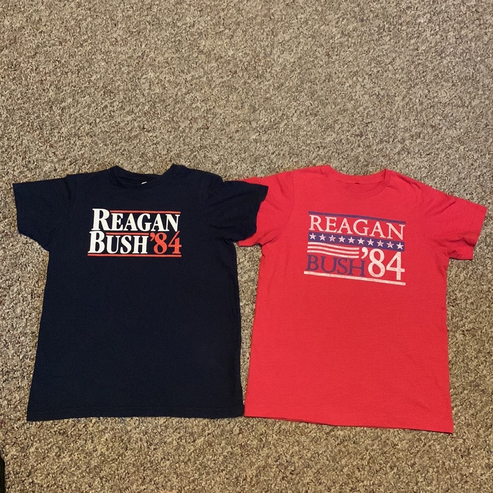 Bundle of 2 Reagan Bush ‘84 Youth T-shirts Navy & Red Boys & Girls - Picture 2 of 5